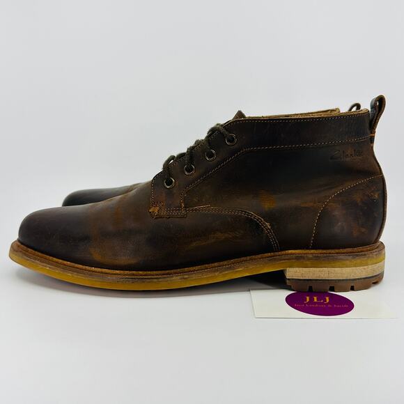 Clarks Men\'s Foxwell Mid Beeswax Leather Lace Up Chukka Boots Size 8.5